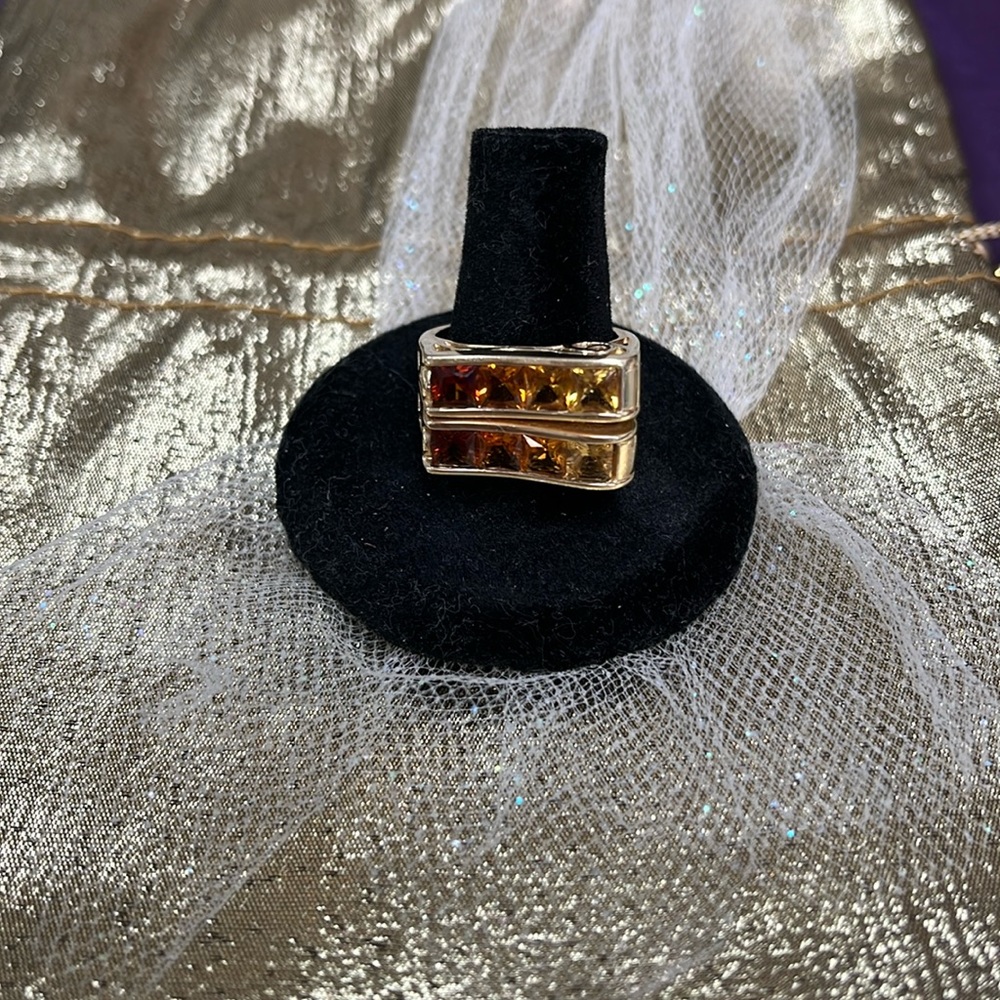 10K Yellow Gold Colors of Citrine Band Ring Size 7